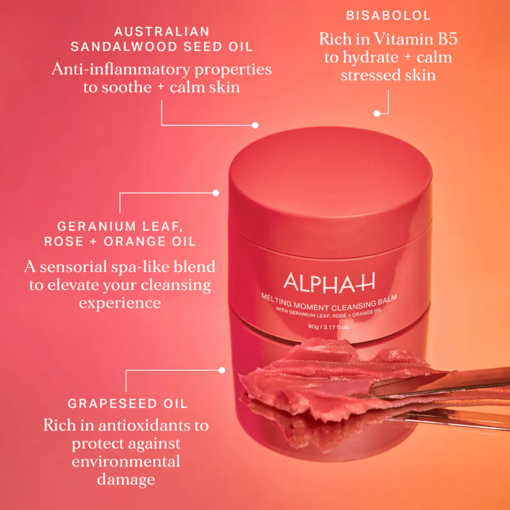 Alpha-H Melting Moment Cleansing Balm Geranium Red 90g - Image 3