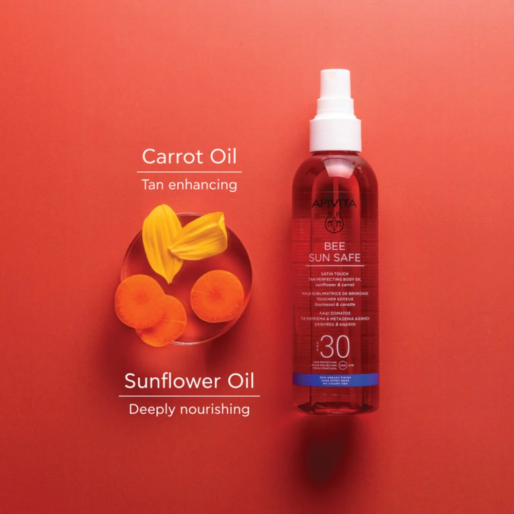 Apivita-Bee Sun Safe- Satin Touch Tan Perfecting Body Oil Spf30 - Image 3