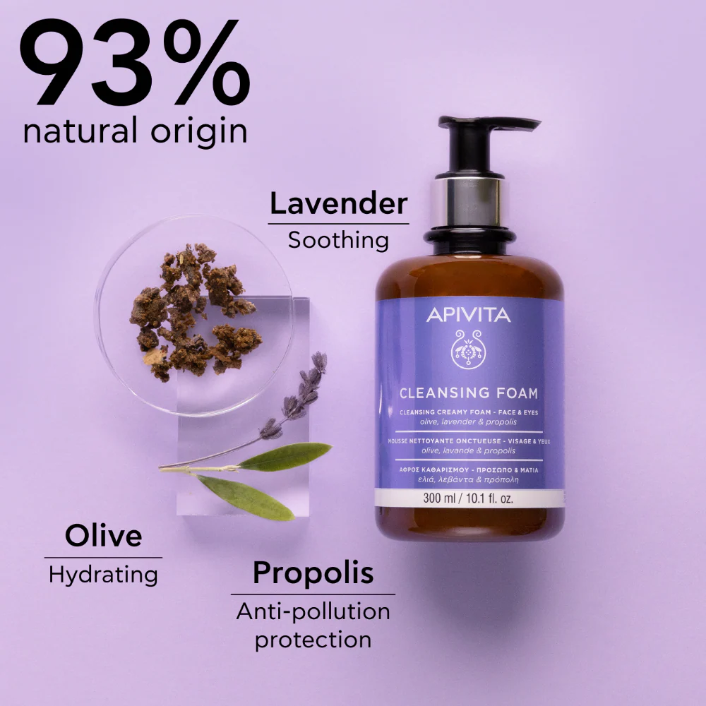 Apivita Creamy Foam Cleanser Face & Eye 300ml - Image 4