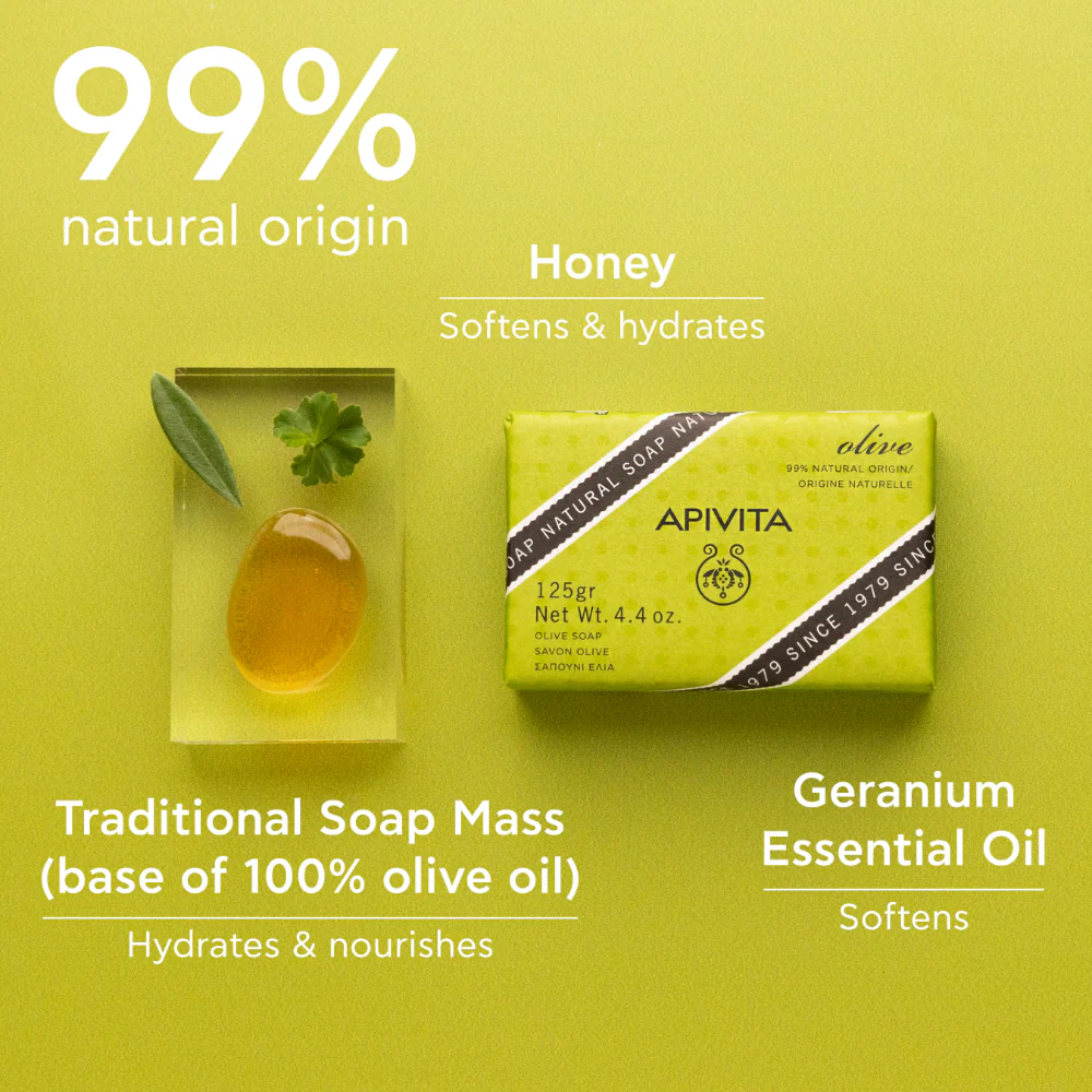 Apivita Natural Soap Olive Oil 125G - Image 5
