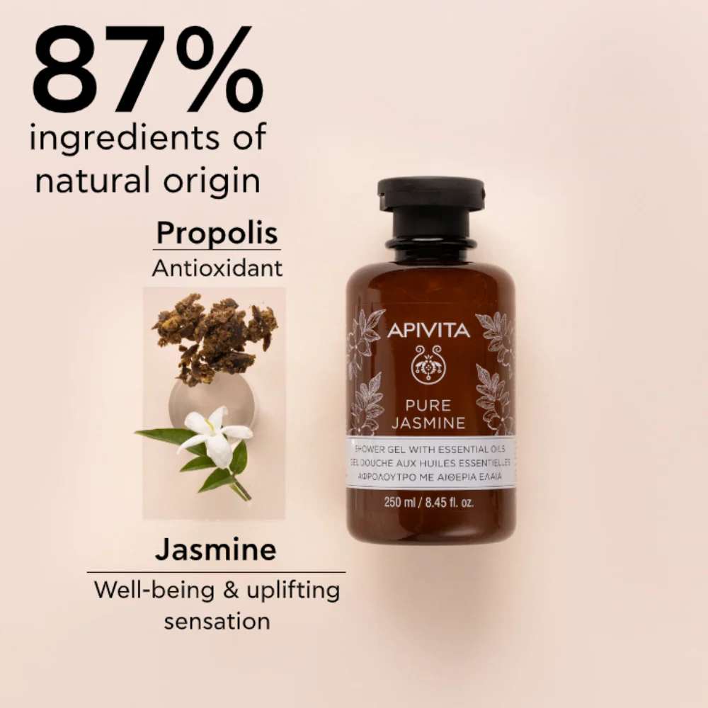 Apivita Pure Jasmine Shower Gel with Essential Oils 250ml - Image 2