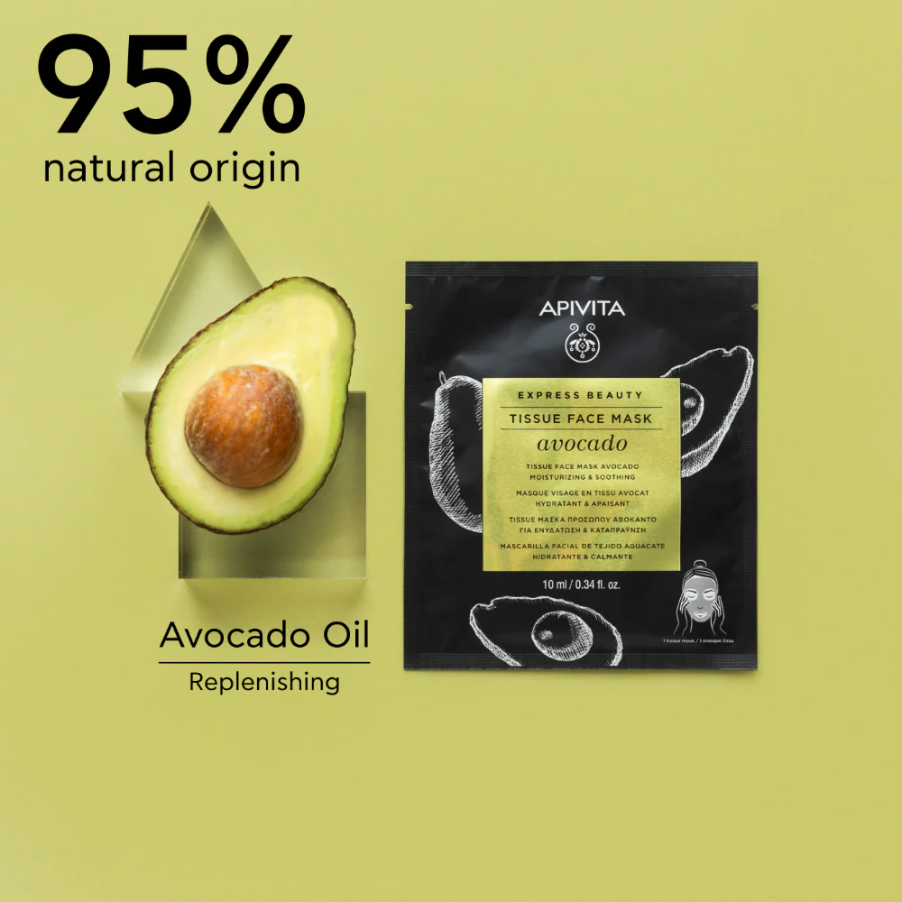 Apivita Tissue Face Mask- Avocado Moisturizing & Soothing 10ml - Image 3