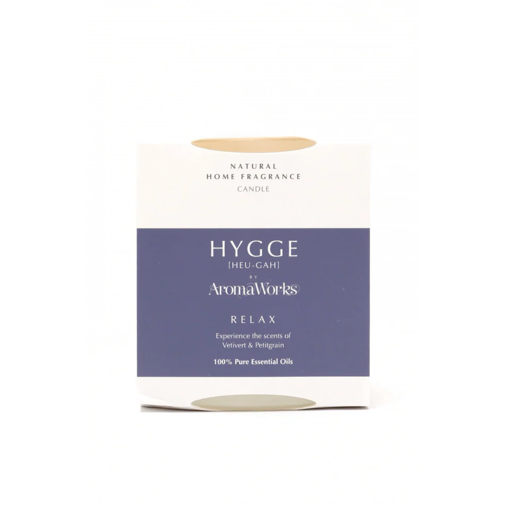 AromaWorks HYGGE RELAX - Vetivert & Petitgrain Candle with Essential Oil