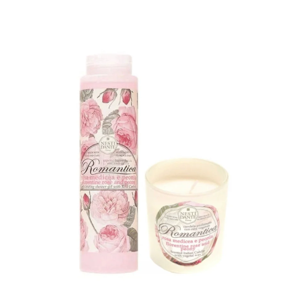Nesti Dante Romantica Rose & Peony Gift Set ( Candle + Shower Gel )