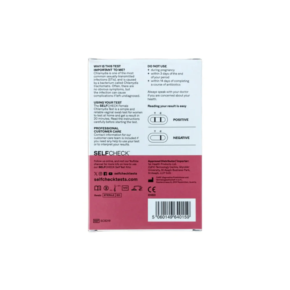 SELFCheck Female Chlamydia Test - 1 Test - Image 2