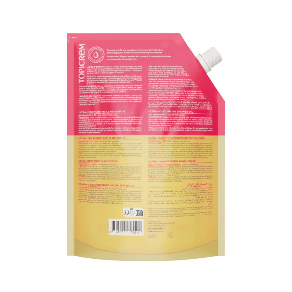 Topicrem Ultra-Hydratant Shower Oil 1l refill - Image 3