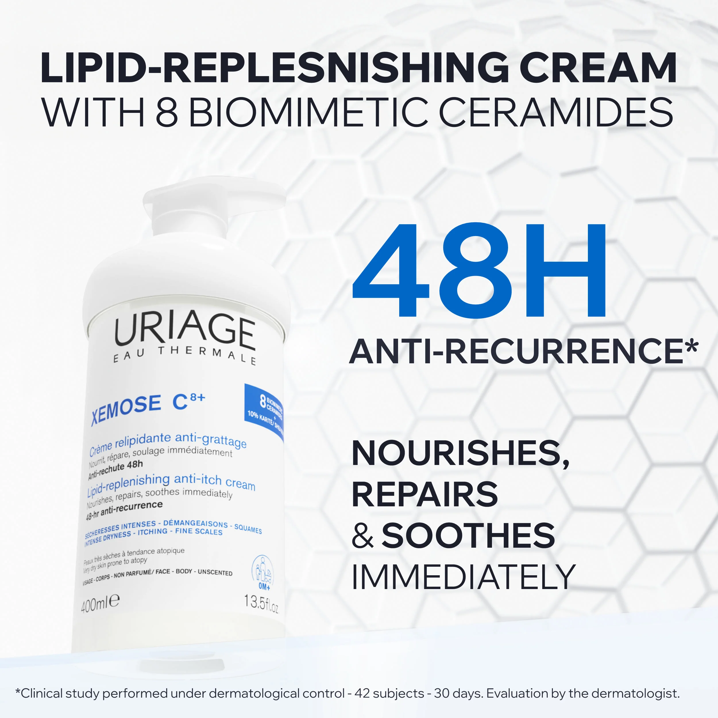 Uriage Xemose C8+ Lipid-Replenishing Anti-Irritation Cream 400ml - Image 3