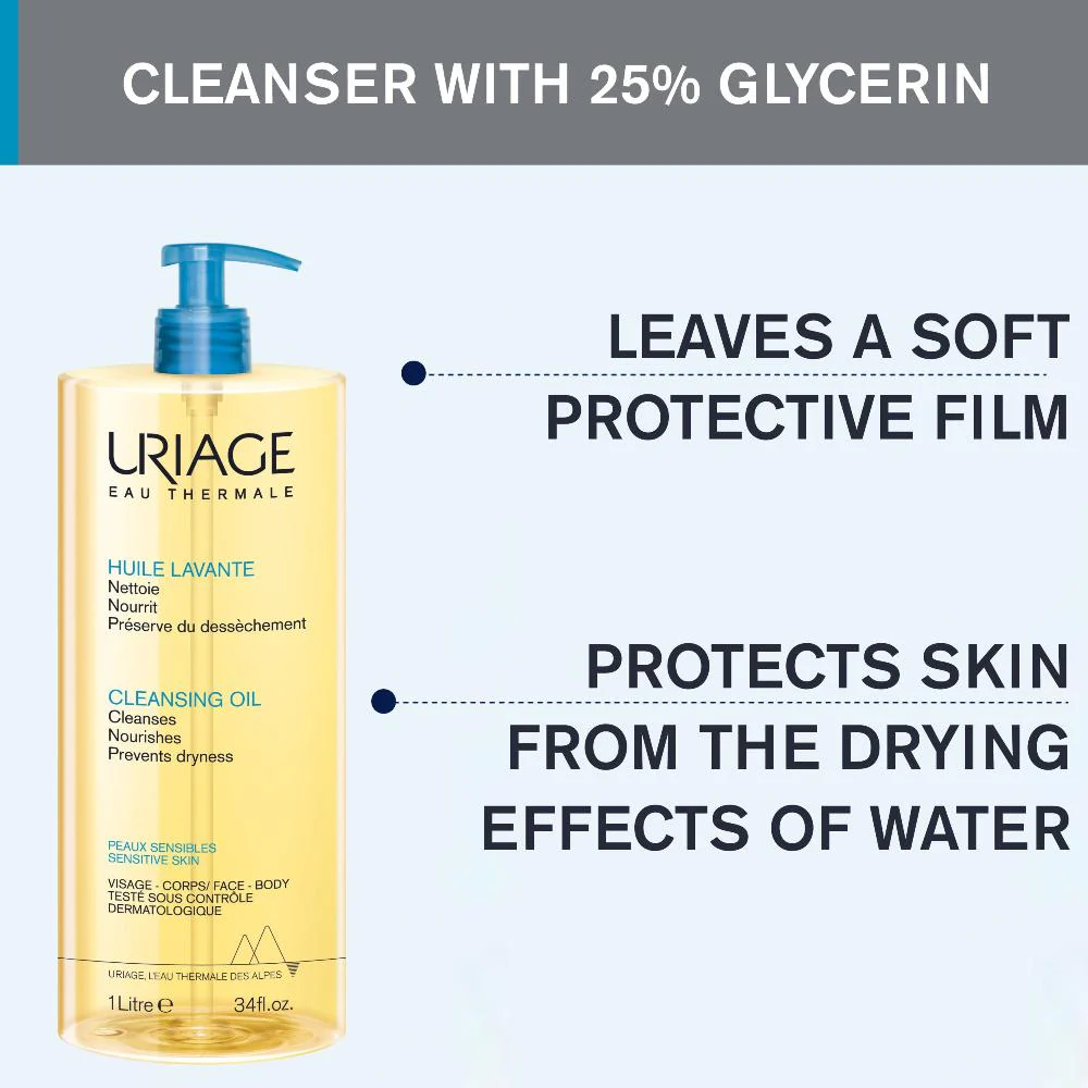 Uriage Xemose Cleansing Soothing Oil For Shower & Bath 1L - Image 4